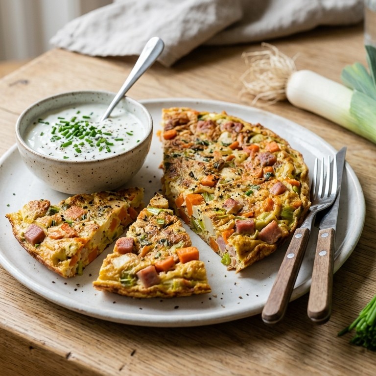 Groenteomelet met yoghurt dip recept
