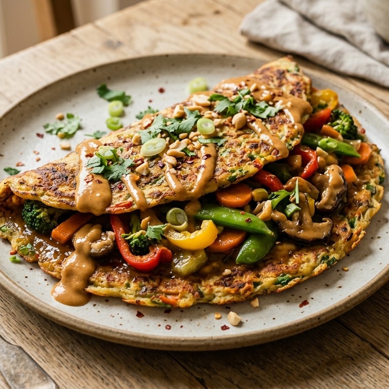 Groentepannenkoek met pindasaus recept