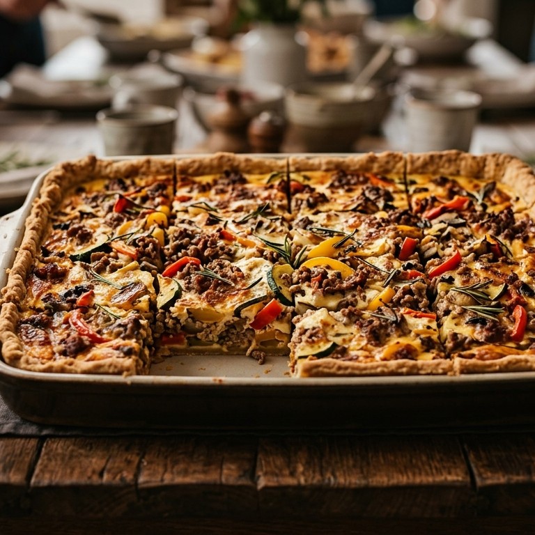 Groentequiche met gehakt voor buffet recept