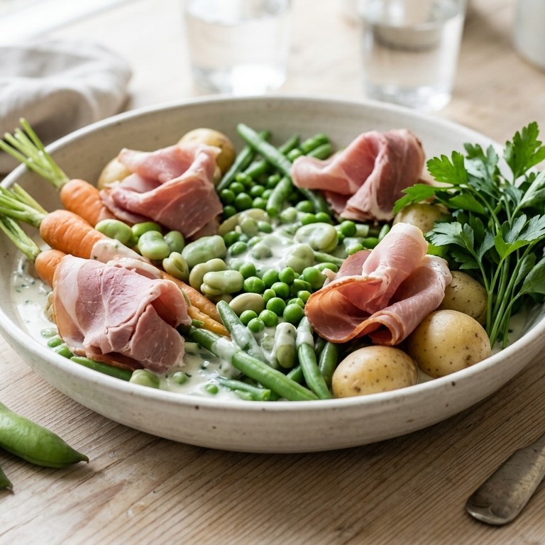 Groenteschotel met rauwe ham recept