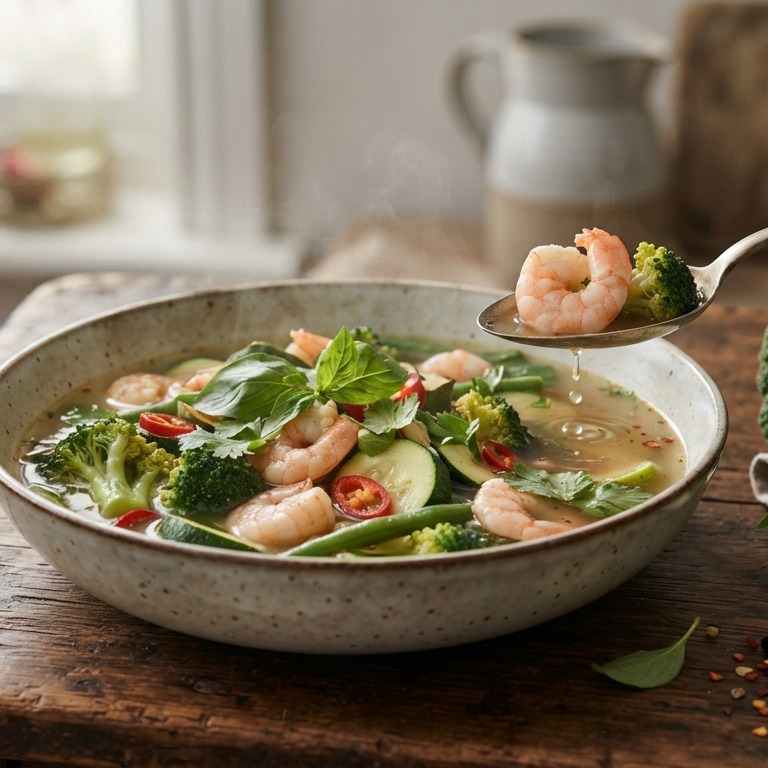 Groentesoep met garnalen recept