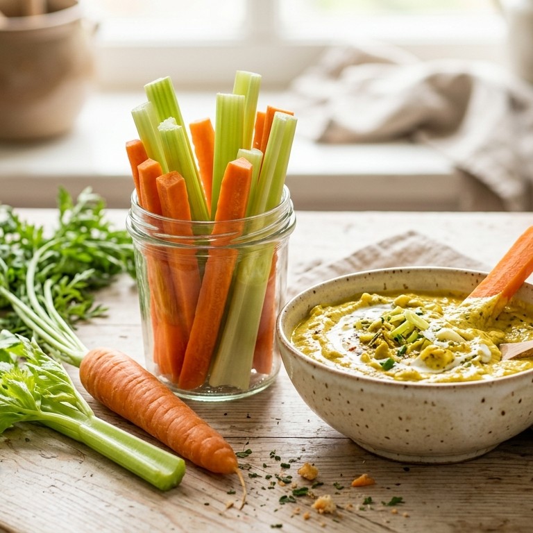 Groentesticks met currydip recept