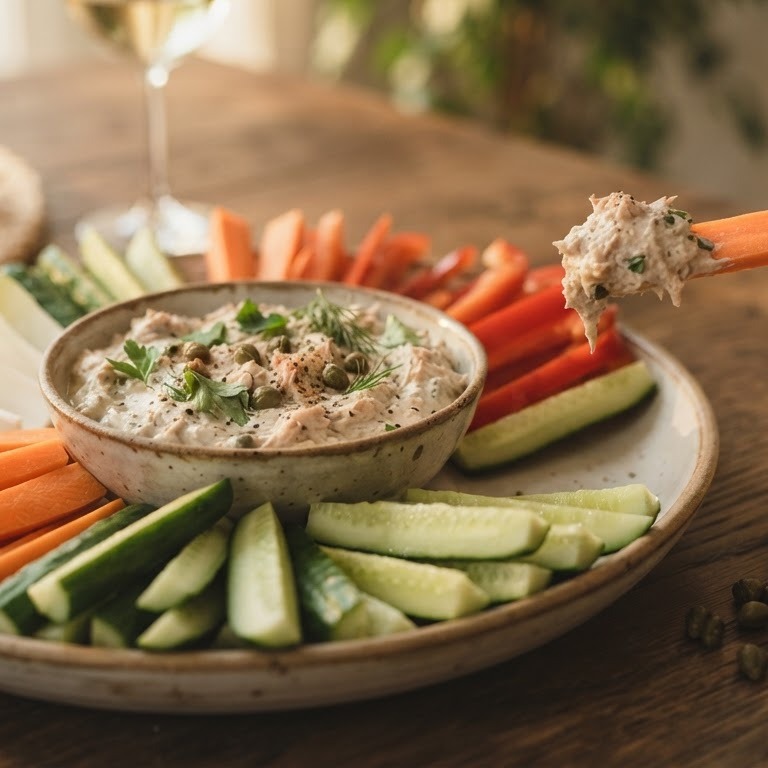Groentesticks met tonijndip voor buffet recept