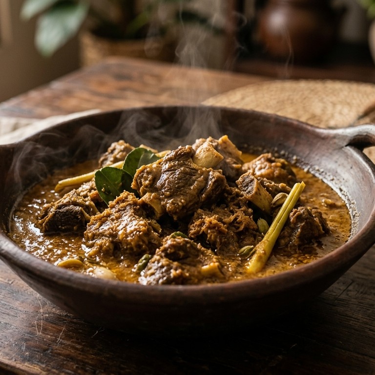 Gulai Bagar (Gesmoorde, gekruide lamsbout in kokosmelk) recept