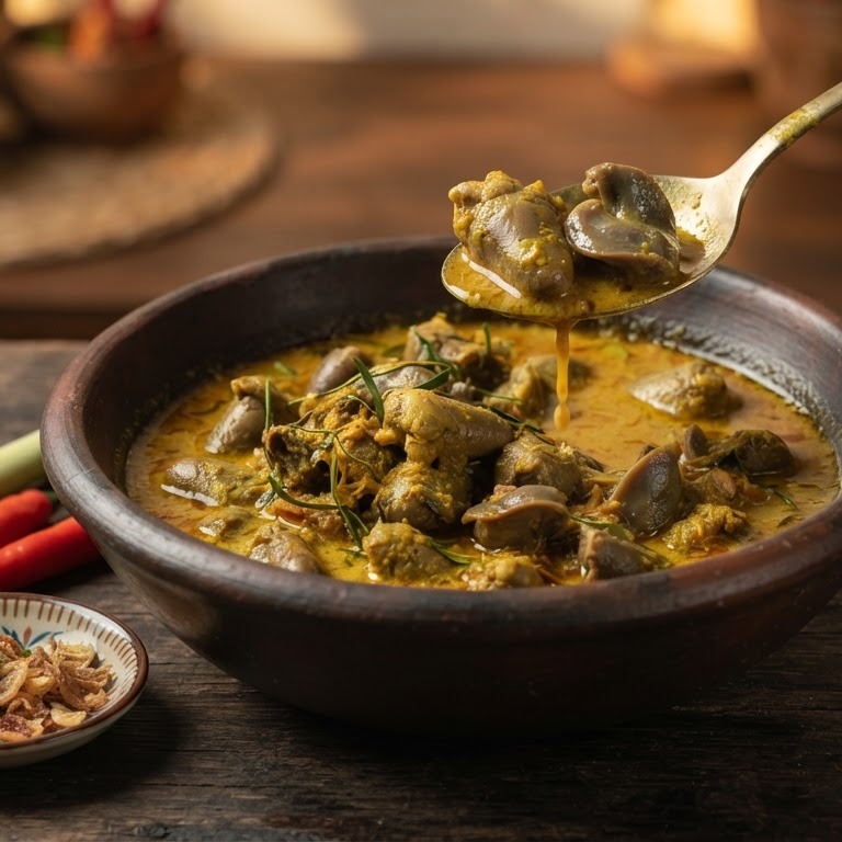 Gulai hati Ampela (stoofschotel van de spiermaag en hart) recept