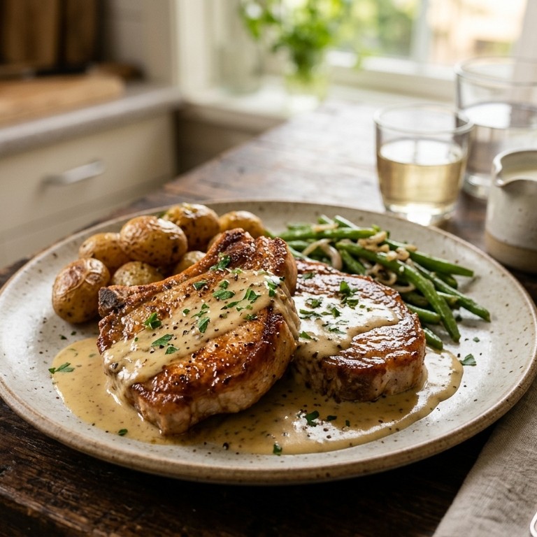 Haaskarbonade met mosterdsaus recept
