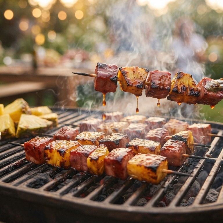 Ham ananas kebabs recept