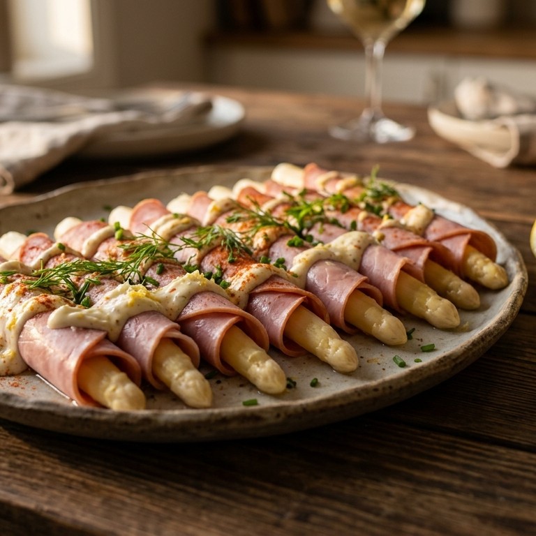 Ham-aspergerolletjes recept