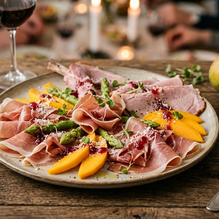 Ham carpaccio met mango en asperges recept