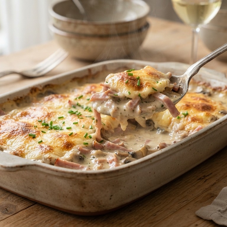 Ham-champignonragout voor buffet recept