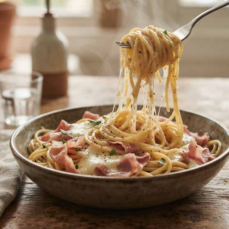 Ham-kaas spaghetti recept