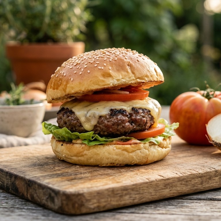 Hamburger/Cheeseburger met zelfgemaakte broodjes recept