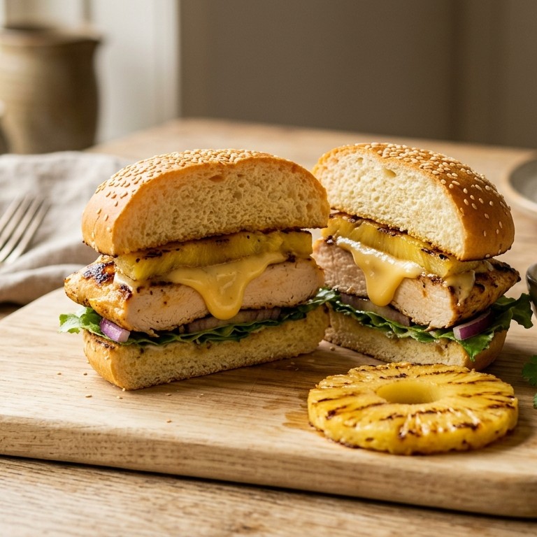 Hamburger kip-ananas recept