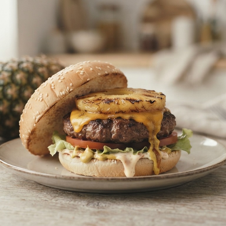 Hamburger met kaas en ananas recept