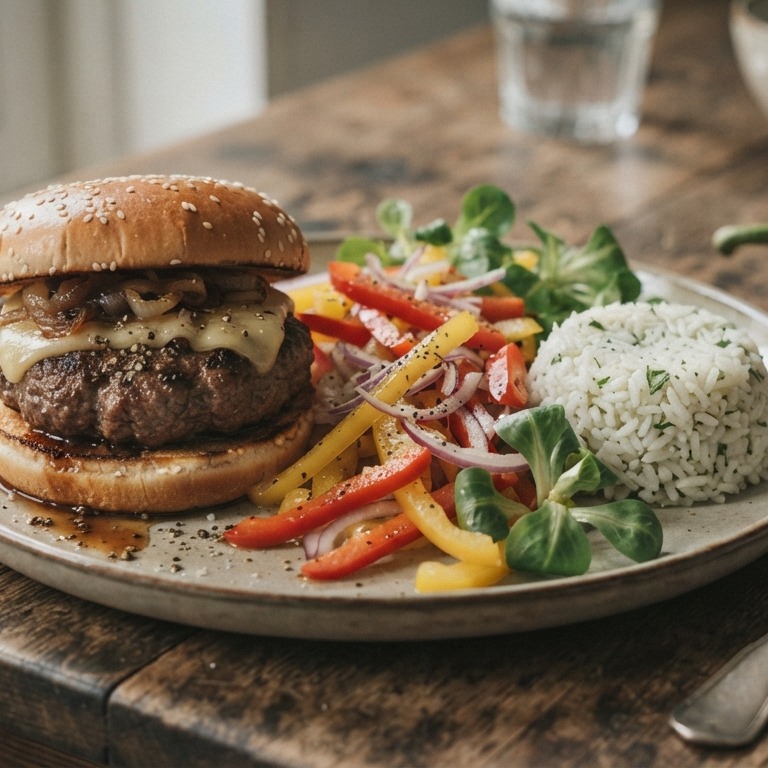 Hamburger met paprikasalade recept