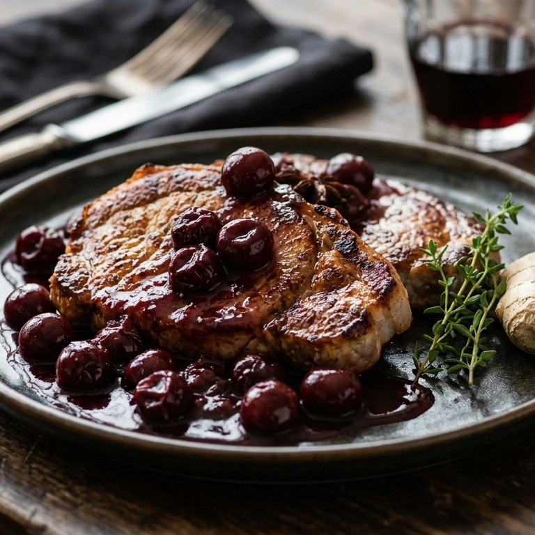 Hamlapjes met warme kersensaus recept
