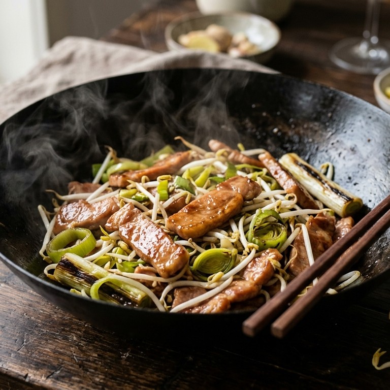Hamlappen met taugé en prei recept