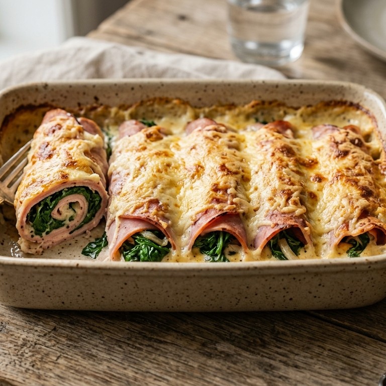 Hamrolletjes met spinazie recept