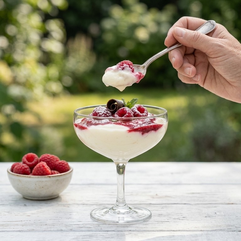 Hangop met frambozen recept