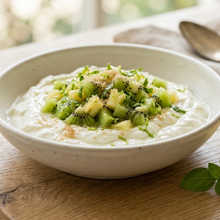 Hangop met kiwi-limoensalsa recept