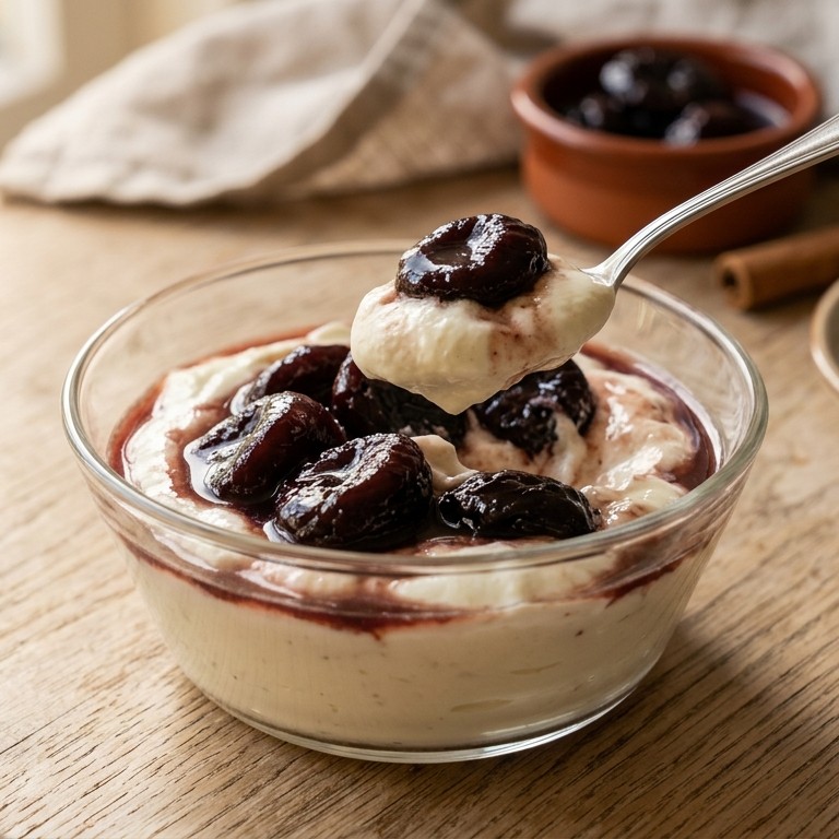 Hangop met pruimen recept
