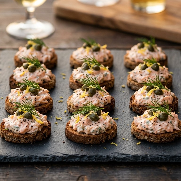 Hapje  met zalm en kappertjes recept