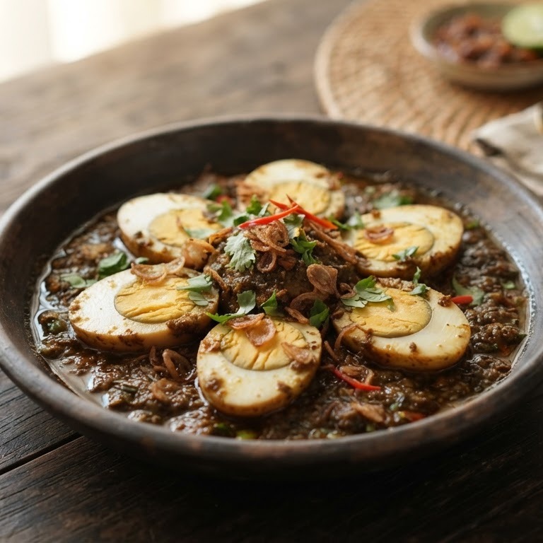 Hardgekookte eieren in een geurig gekruide saus recept