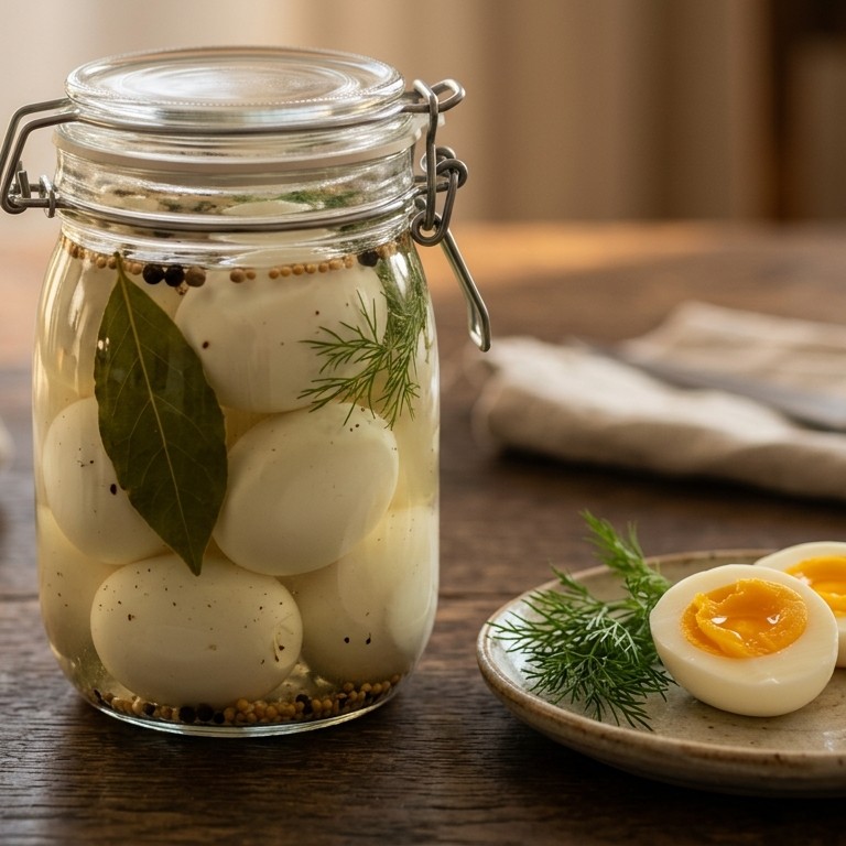 Hardgekookte eieren in het zuur recept