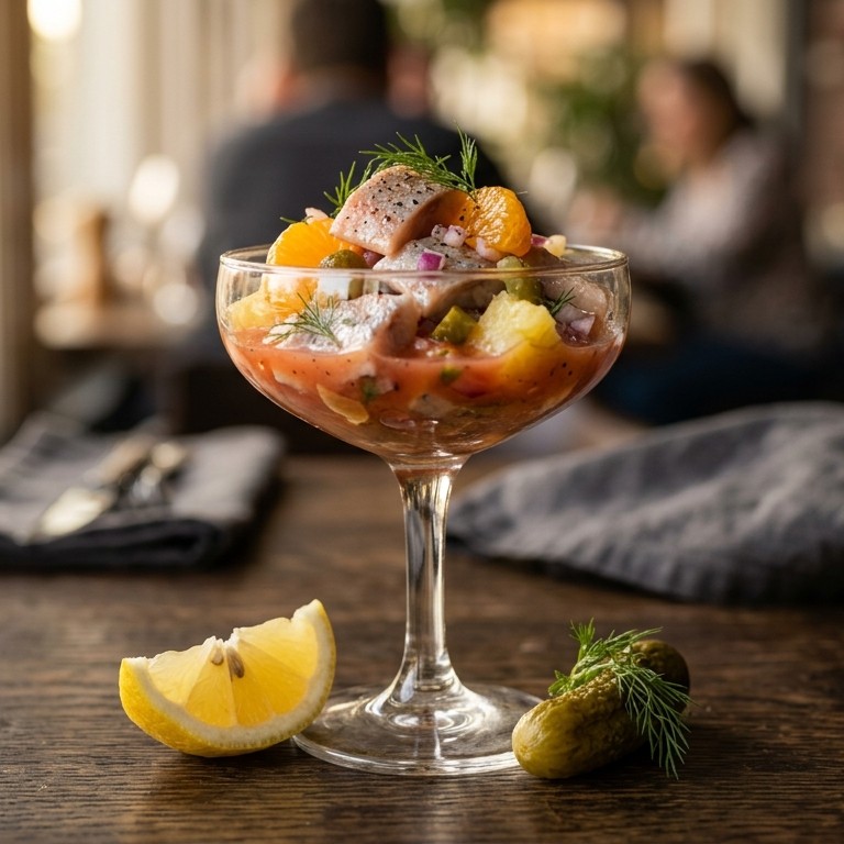 Haring cocktail met mandarijntjes en ananas recept