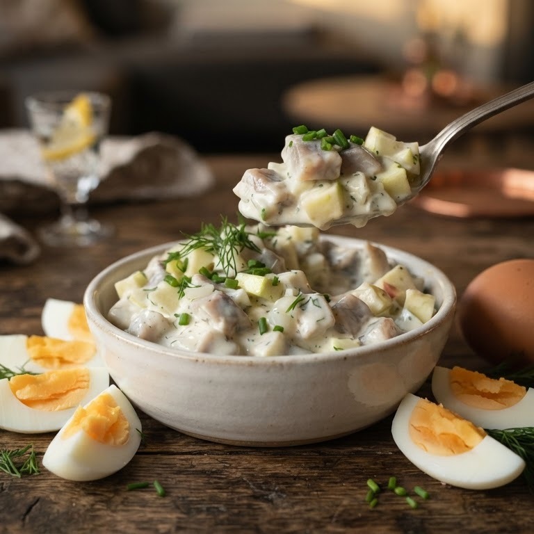 Haringsalade met appel en ui recept
