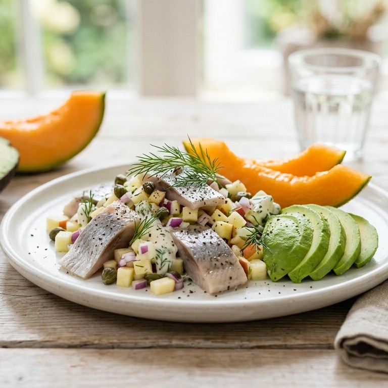 Haringsalade met avocado en meloen recept