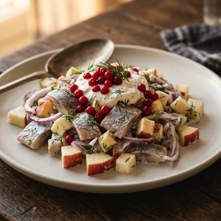 Haringsalade met mierikswortelroom recept