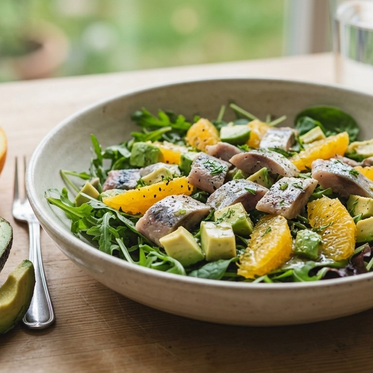 Haringsalade met sinaasappel en avocado recept