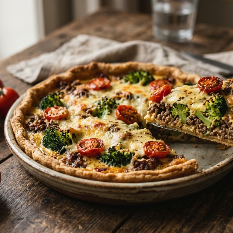 Hartig taartje met broccoli en gehakt recept