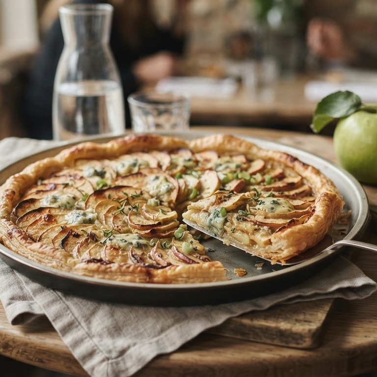 Hartige appeltaart met roquefort, roomkaas en bosui recept