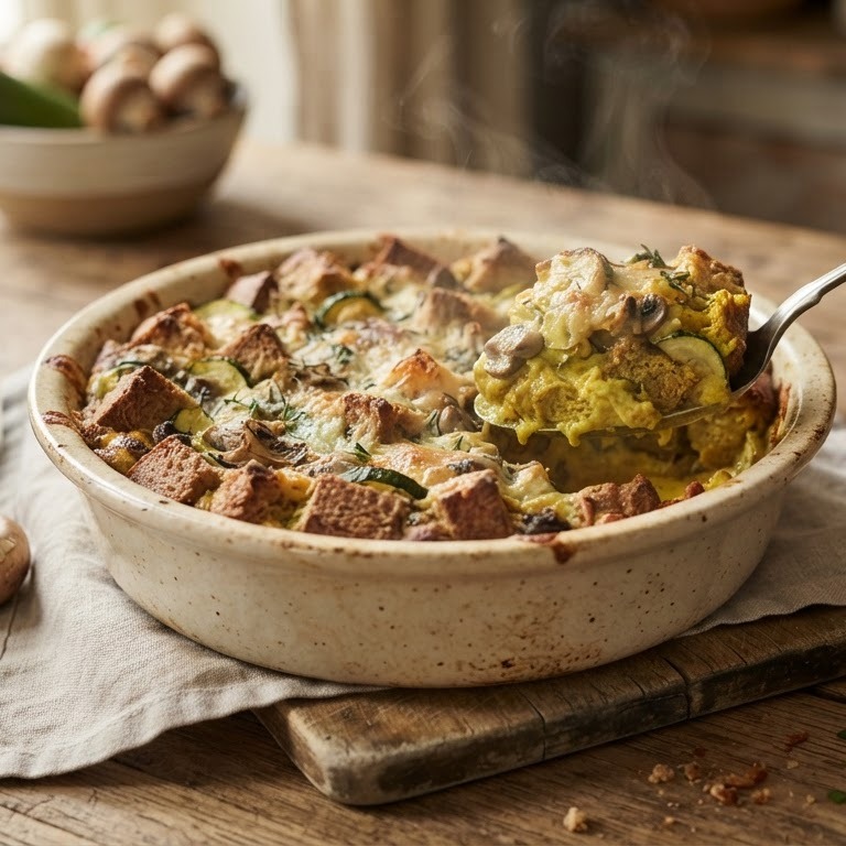 Hartige broodschotel met courgette recept