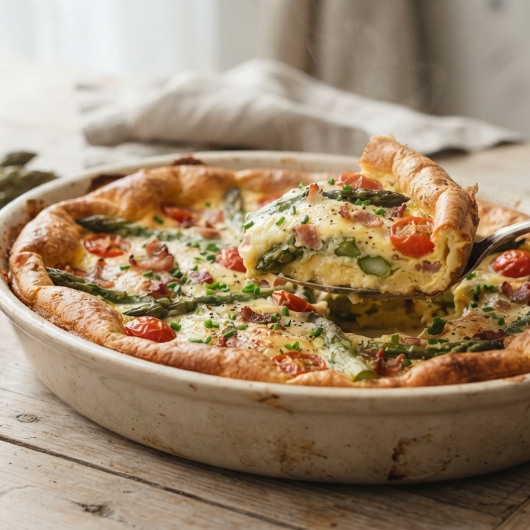 Hartige clafoutis met voorjaarsgroenten recept