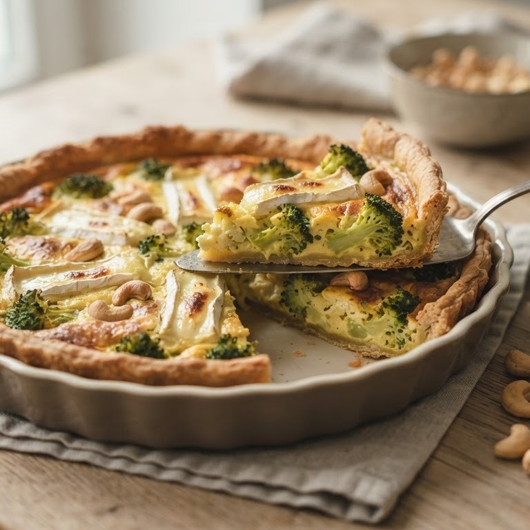 Hartige taart broccoli/brie/cashewnoten recept