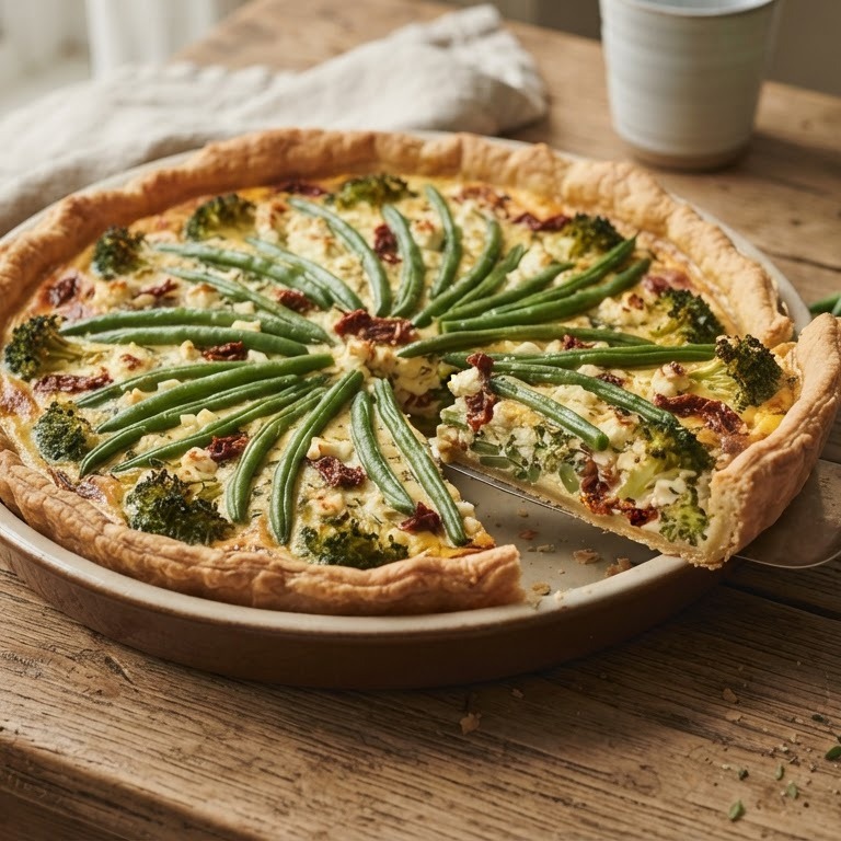 Hartige taart met broccoli en boontjes recept