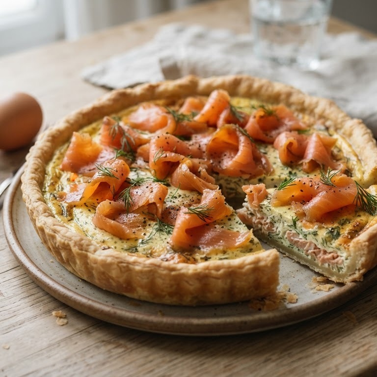Hartige taart met gerookte zalm recept