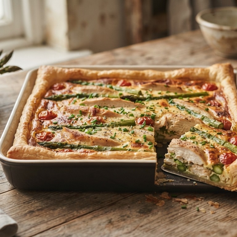 Hartige taart met kaas en kip recept