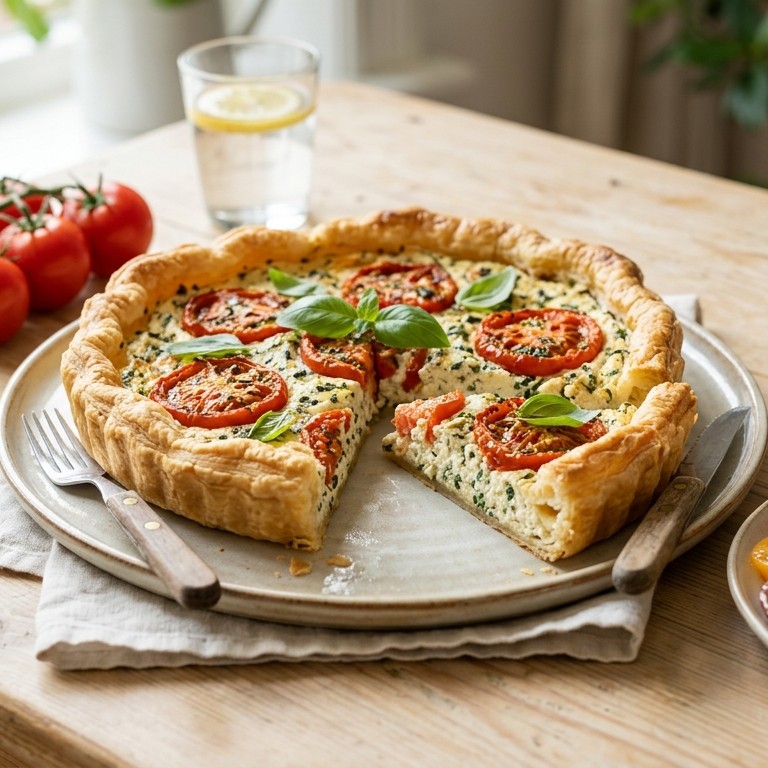 Hartige taart met tomatensalade recept