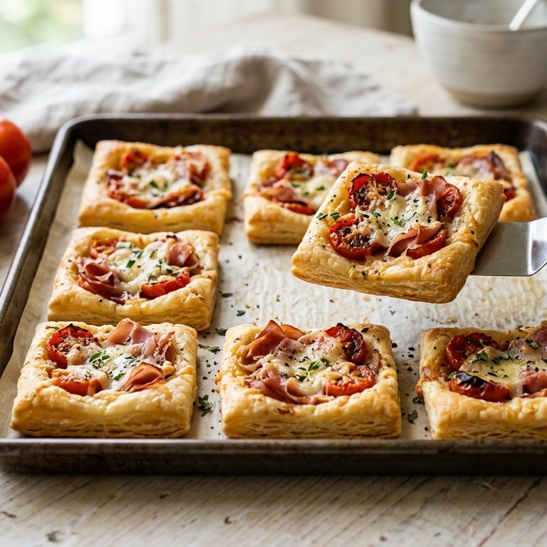 Hartige taartjes met tomaten, ham en kaas recept