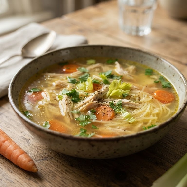 Heldere kippensoep van hele soepkip recept