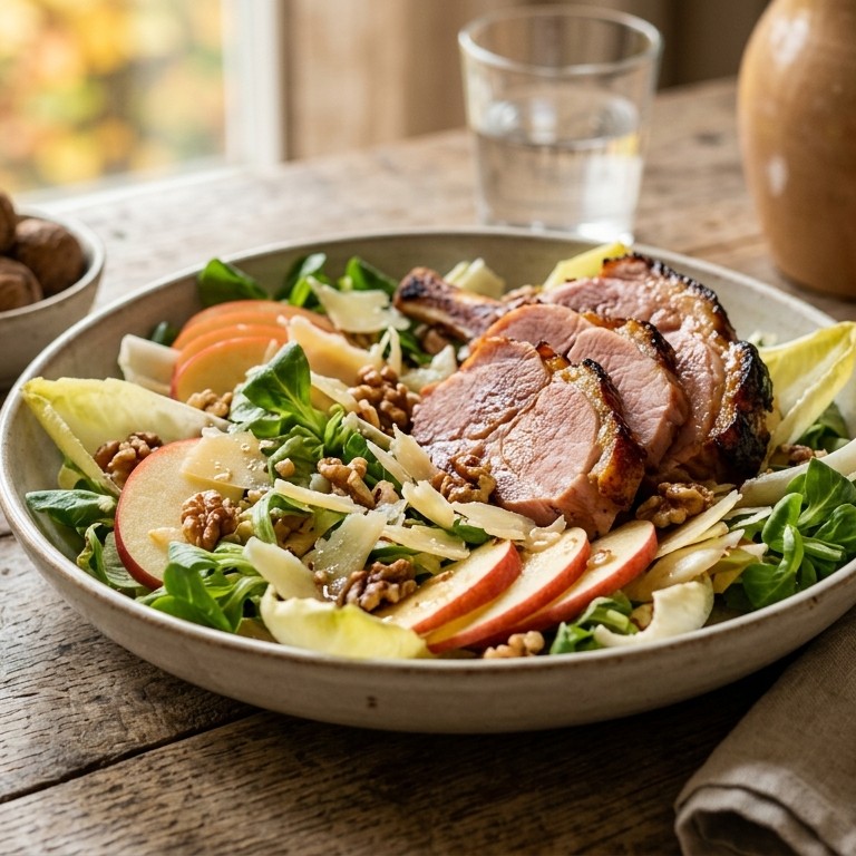 Herfstsalade met witlof en geroosterde beenham recept