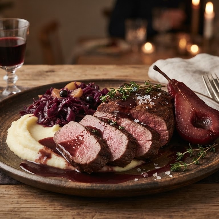 Hertenbiefstuk met rode portsaus recept