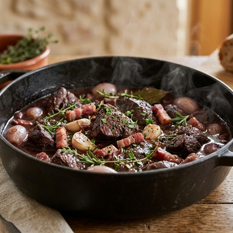 Hertenstoof met rookspekjes en provenciale kruiden recept