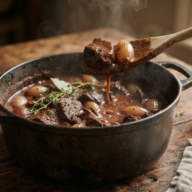 Hertenstoof met sjalotjes recept