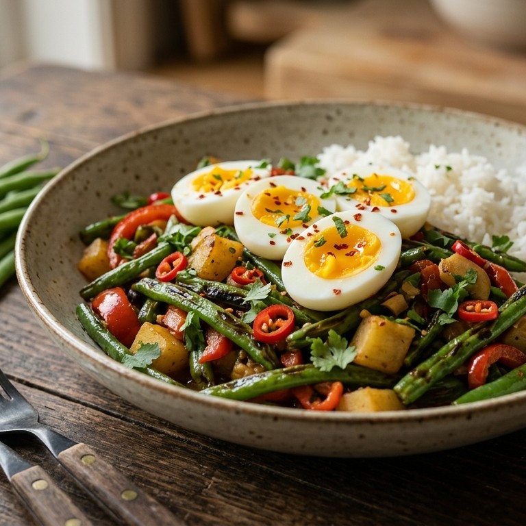 Hete boontjes met eieren recept