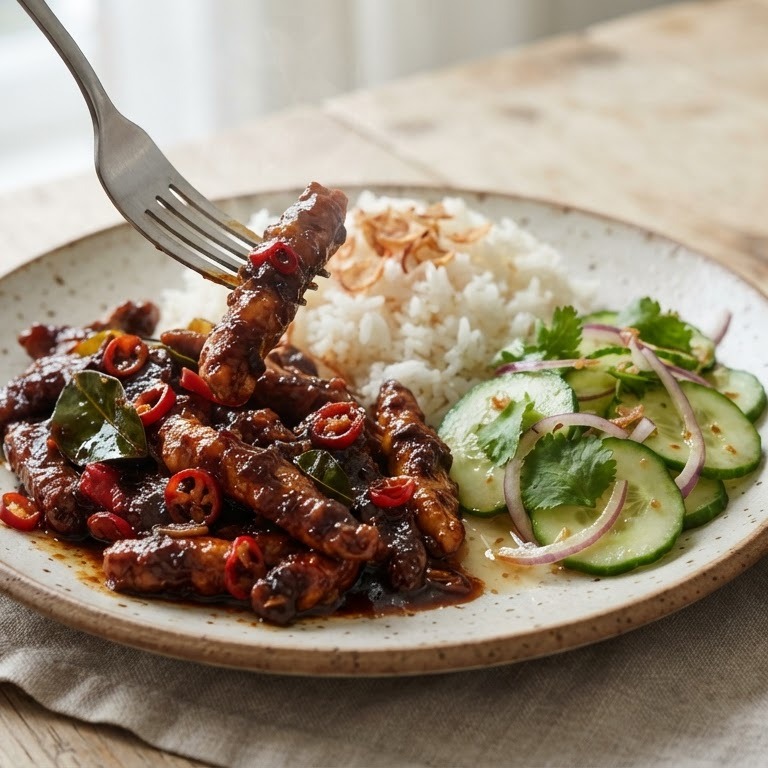 Hete kip met komkommersalade recept